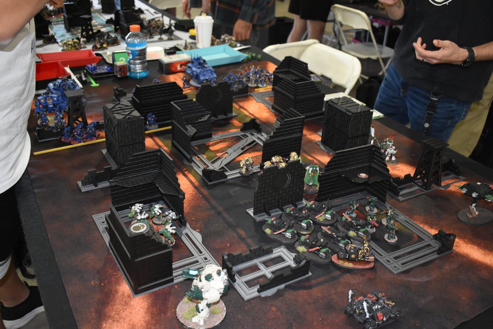 Warhammer 40K armies on a terrain-filled table at OrktoberFest III